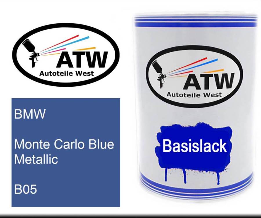 BMW, Monte Carlo Blue Metallic, B05: 500ml Lackdose, von ATW Autoteile West.